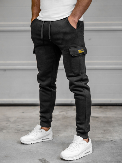 Μαύρο combat παντελόνι ανδρικό joggers φούτερ Bolf JX8709