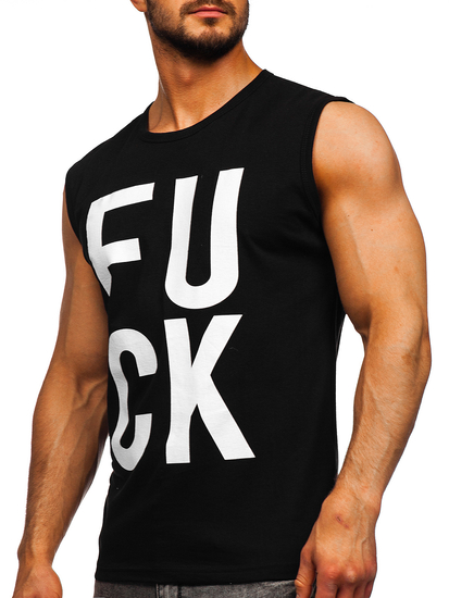 Μαυρο μπλουζακι tank top με σταμπα Bolf 14820