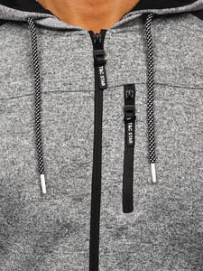 Γκρι ανδρική ζακέτα-μπουφάν με κουκούλα Bolf TC1230