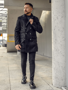 Ανδρικό χειμερινό παλτό Μακρύς διπλό Μαύρος Bolf 79B3A2-073