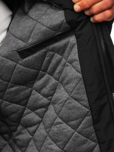 Μαύρο ανδρικό χειμερινό μπουφάν παρκά αλάσκα Bolf WX032