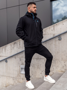 Μαυρο-μπλε μουφαν ανδρικο softshell Bolf WX062