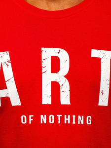 Ανδρικό μπλουζάκι με στάμπα από βαμβάκι Κόκκινος Bolf 1180