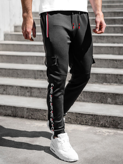 Μαύρο ανδρικό παντελόνι φόρμας με τσέπες Bolf K10279A