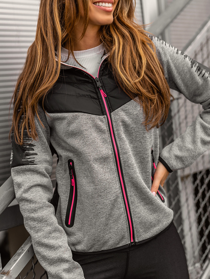 Γυναικείο ελαφρύ καπιτονέ μπουφάν με κουκούλα Γκρί Bolf KSW4007A