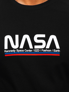 Ανδρικό μπλουζάκι με στάμπα από βαμβάκι Μαύρος Bolf 14749