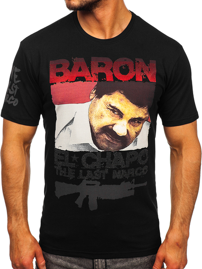 Μαυρο T-shirt ανδρικο με εφαρμογες Bolf 192378