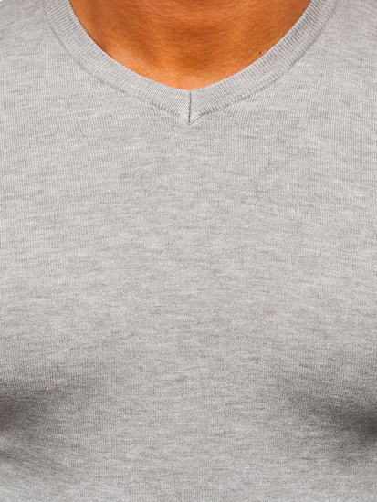 Ανδρικό πουλόβερ με λαιμόκοψη Φως Γκρί Bolf YY03