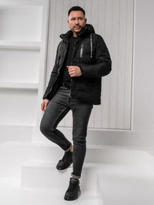 Μαύρη ανδρική χειμερινή μπουφάν Bolf 5M3136