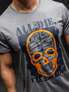 Ανθρακι T-shirt ανδρικο με σταμπα Bolf Y70007