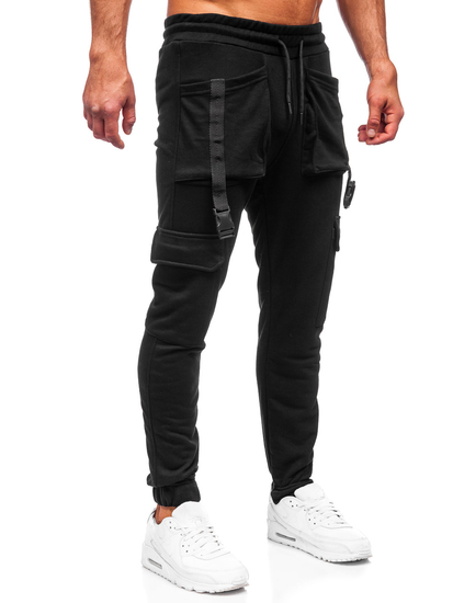 Μαύρο combat παντελόνι ανδρικό joggers φούτερ Bolf 6584