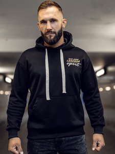 Μαύρη ανδρική μπλούζα με κουκούλα και τύπωμα Bolf M280