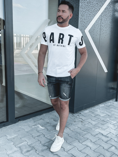 Ανδρικό μπλουζάκι με στάμπα από βαμβάκι Λευκό Bolf 1180