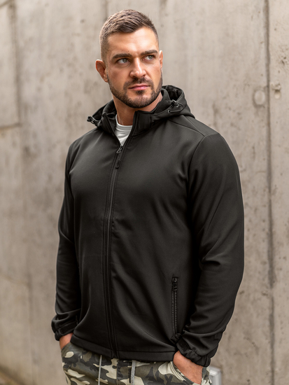 Μαύρο ανδρικό μεταβατικό softshell μπουφάν Bolf HH017A