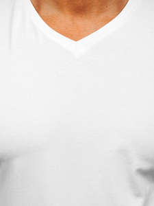 Λευκό ανδρικό μακρυμάνικο V χωρίς στάμπα Bolf 172008