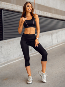 Μαύρο γυναικείο αθλητικό σετ δύο τεμαχίων Bolf XL012A