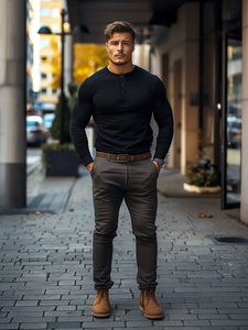 Μαύρο ανδρικό μακρυμάνικο με κουμπιά Bolf 1114A2