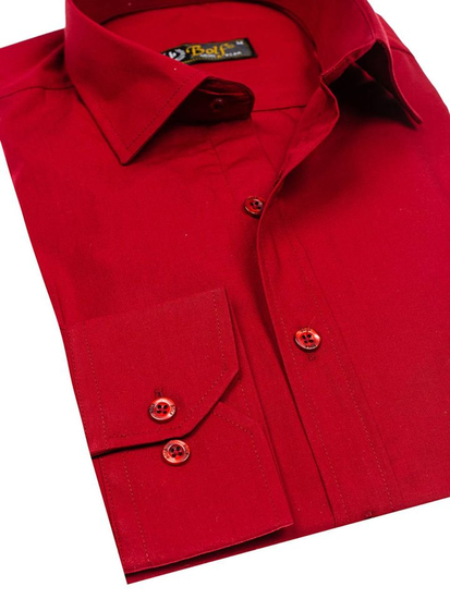 Ανδρικό κομψό μακρυμάνικο πουκάμισο Κόκκινο κρασί Bolf 1703