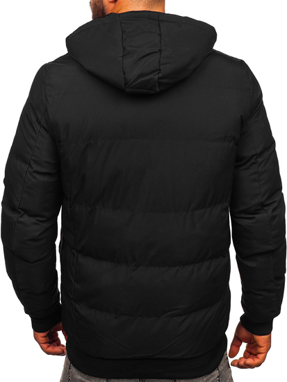 Μαύρο διπλής όψης καπιτονέ μπουφάν ανδρικό χειμερινό Bolf 5M761