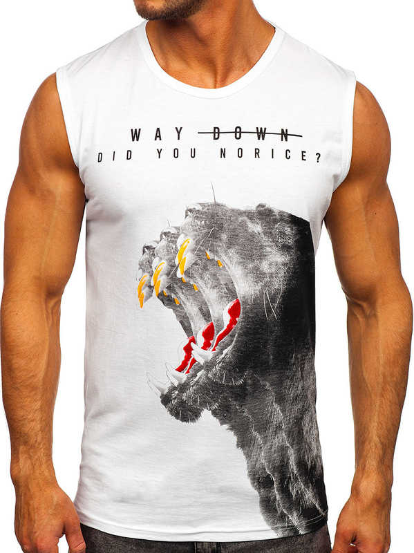 Λευκο μπλουζακι tank top με σταμπα Bolf 14808