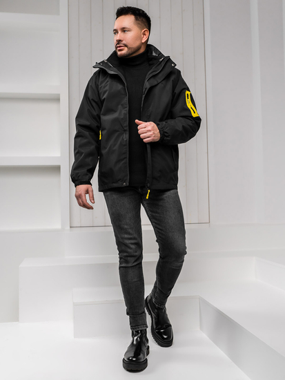 Μαύρο αθλητικό ανδρικό μπουφάν χειμερινό με επένδυση Bolf 5M3263A1