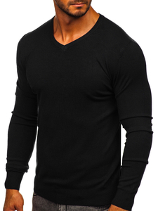 Ανδρικό πουλόβερ με λαιμόκοψη Μαύρος Bolf YY03