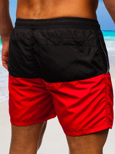 Μαύρο-κόκκινο ανδρικό μαγιό σορτς Denley HM058
