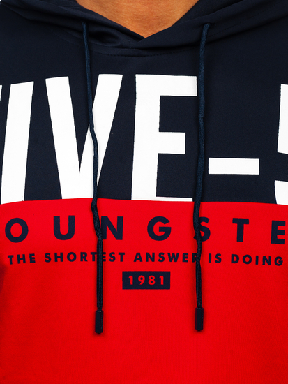 Κόκκινο με εκτύπωση ανδρικό φούτερ με κουκούλα Bolf HY972