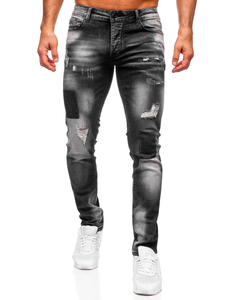 Μαύρο τζιν παντελόνι ανδρικό slim fit Bolf MP0113N