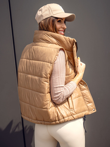 Καφέ κοντό καπιτονέ γιλέκο γυναικείο Bolf 82032