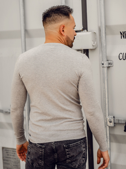 Ανδρικό πουλόβερ με λαιμόκοψη Φως Γκρί Bolf YY03