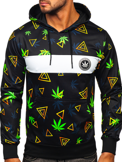 Μαύρο με εκτύπωση ανδρικό φούτερ με κουκούλα Bolf HM631