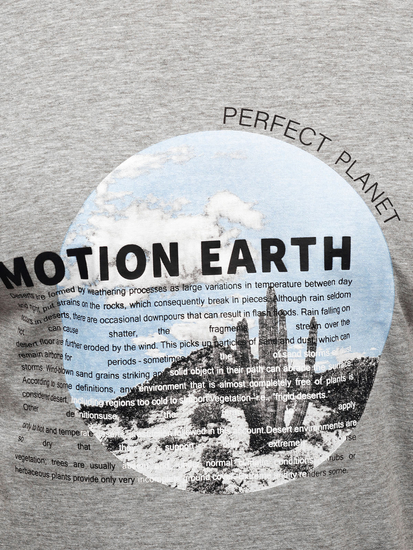 Γκρι βαμβακερό ανδρικό t-shirt με στάμπα Bolf MPO3466