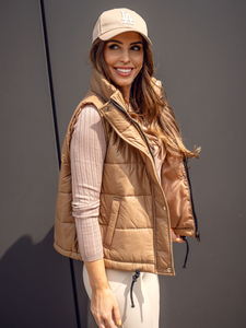 Καφέ κοντό καπιτονέ γιλέκο γυναικείο Bolf 82032