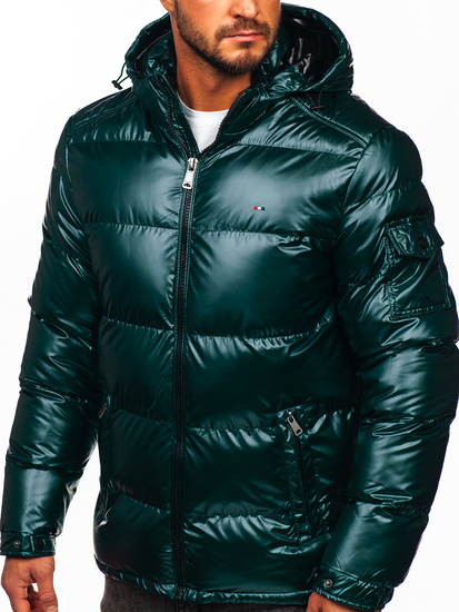 Πράσινο καπιτονέ ανδρικό χειμωνιάτικο αθλητικό μπουφάν Bolf EX2138B