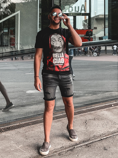 Μαυρο t-shirt ανδρικο με σταμπα Bolf 192410