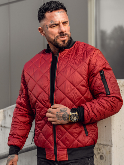 Μπορντό ανδρικό μπουφάν μεταβατικής περιόδου καπιτονέ bomber Bolf MY-01