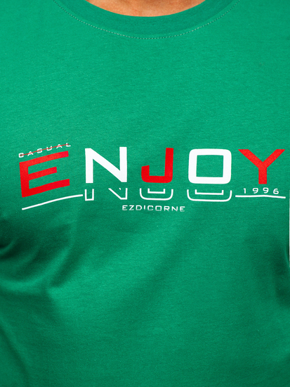 Πράσινο ανδρικό βαμβακερό t-shirt Bolf 14739