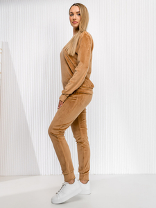 Καμηλό βελούδινο γυναικείο διμερές αθλητικό σετ Bolf 8C1173