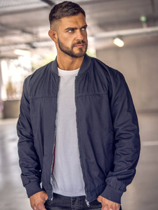 Ανδρικό αναστρέψιμο ελαφρύ μπουφάν Bomber Ναυτικό μπλε Bolf 84M3005A