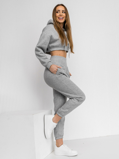 Γκρι γυναικείο oversize αθλητικό σετ δύο τεμαχίων Bolf 8C68A1