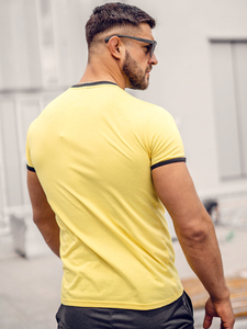 Κίτρινο ανδρικό t-shirt χωρίς στάμπα Bolf 8T83A