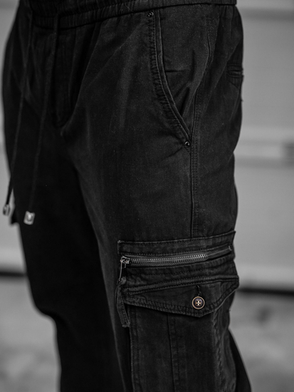 Μαύρο παντελόνι jogger cargo ανδρικό Bolf MP0181MV