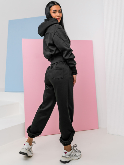 Μαύρο γυναικείο αθλητικό σετ δύο κομματιών Bolf 8C79