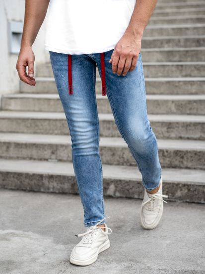 Μπλε τζιν παντελόνια ανδρικά skinny fit Bolf KX555-1A