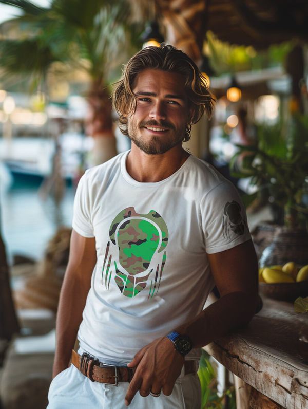 Ανδρικό μπλουζάκι με στάμπα από βαμβάκι Λευκό Bolf 192379A2