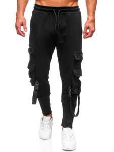 Μαύρο combat παντελόνι ανδρικό joggers φούτερ Bolf 6582