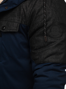 Ναυτικο μπλε μπουφαν ανδρικο χειμερινο τυπου parka Bolf 22M116