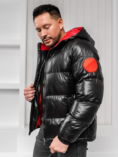 Μαύρο καπιτονέ χειμωνιάτικο ανδρικό μπουφάν Bolf 5M3198