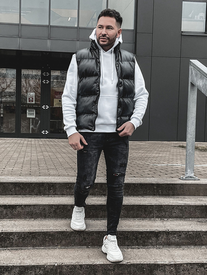 Μαύρο ανδρικό καπιτονέ γιλέκο Bolf 0023-A